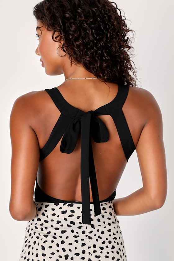 Stunning Instinct Black Sleeveless Backless Bodysuit 3