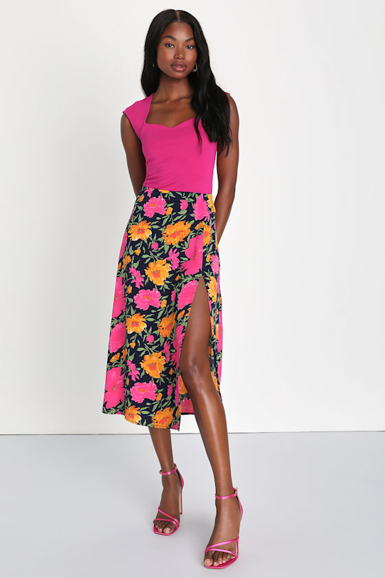 2912155 Blue-Pink Floral Skirt