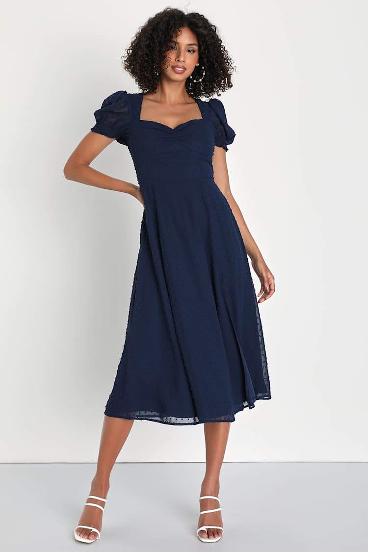 knee length dresses for ladies Built-In Shapewear A-Line Midi Dress | Tummy Control main image 0