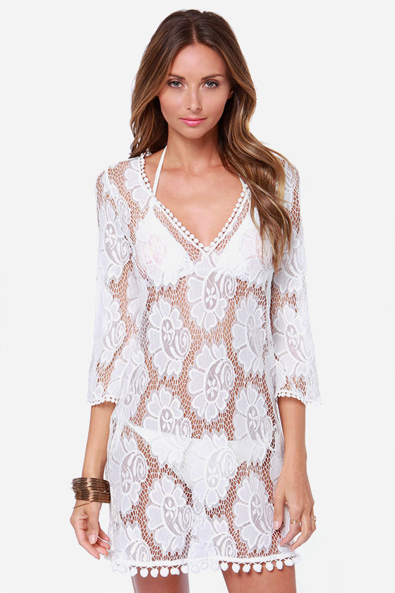 white lace cover up skirt