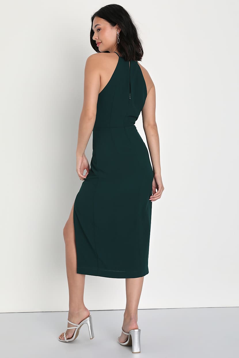 slim fit dress slacks Just To Know You Emerald Green Floral Midi Dress – Shop the Mint main image 0