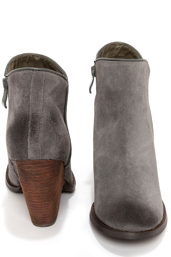 Very Volatile Whitby Charcoal Suede Leather Wedge Booties 2