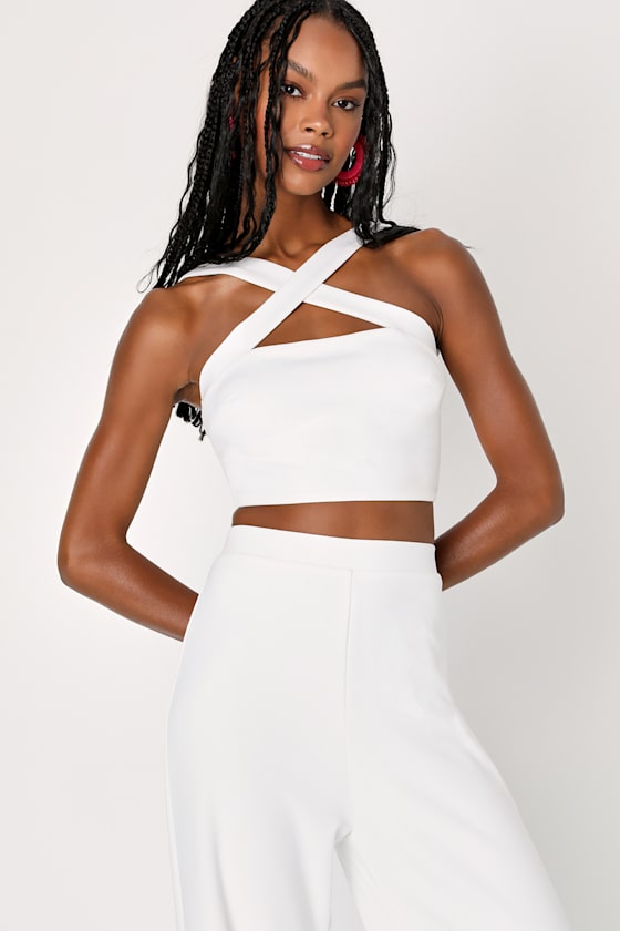 Ivory Cross-Front Jumpsuit - Wide Leg Jumpsuit - 2-Pc Jumpsuit - Lulus