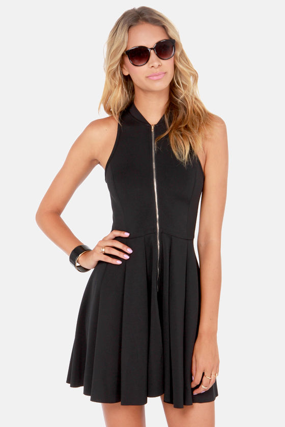 Tilt-a-Twirl Sleeveless Black Dress