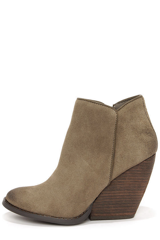 Cute Suede Booties - Wedge Booties - $84.00