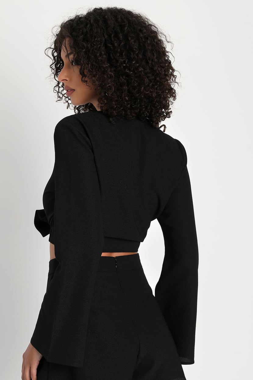 Black Crop Top - Tie-Back Crop Top - Women's Tops - Linen Top - Lulus