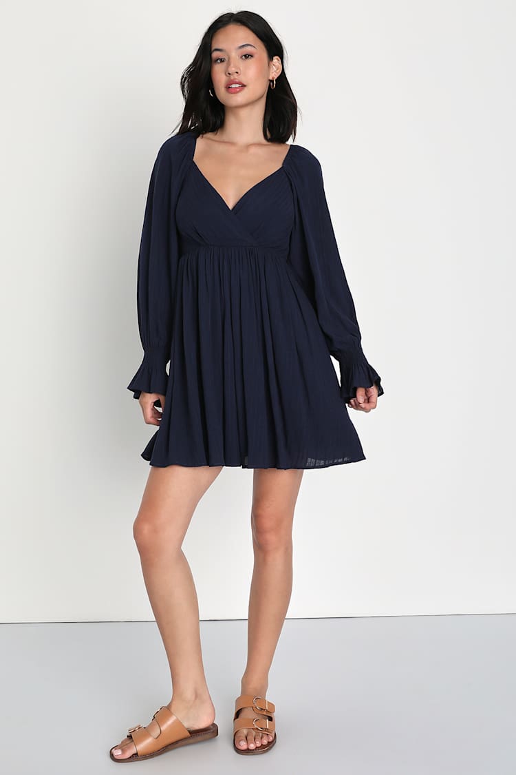 knee length dresses for ladies Modal Sweetheart Neckline Bodycon Mini Dress in Navy - XXL main image 0