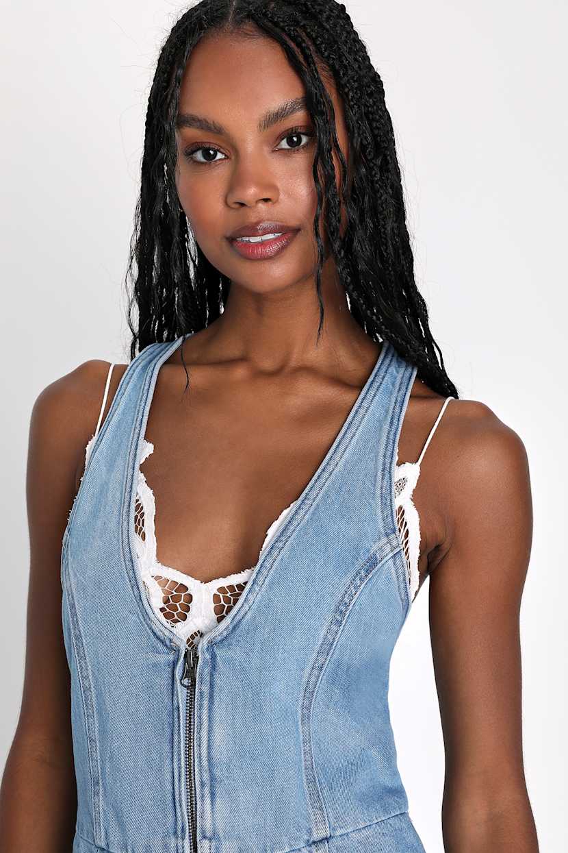 Levi's Rio Denim Dress - Light Wash Denim Dress - Zip-Front Dress - Lulus