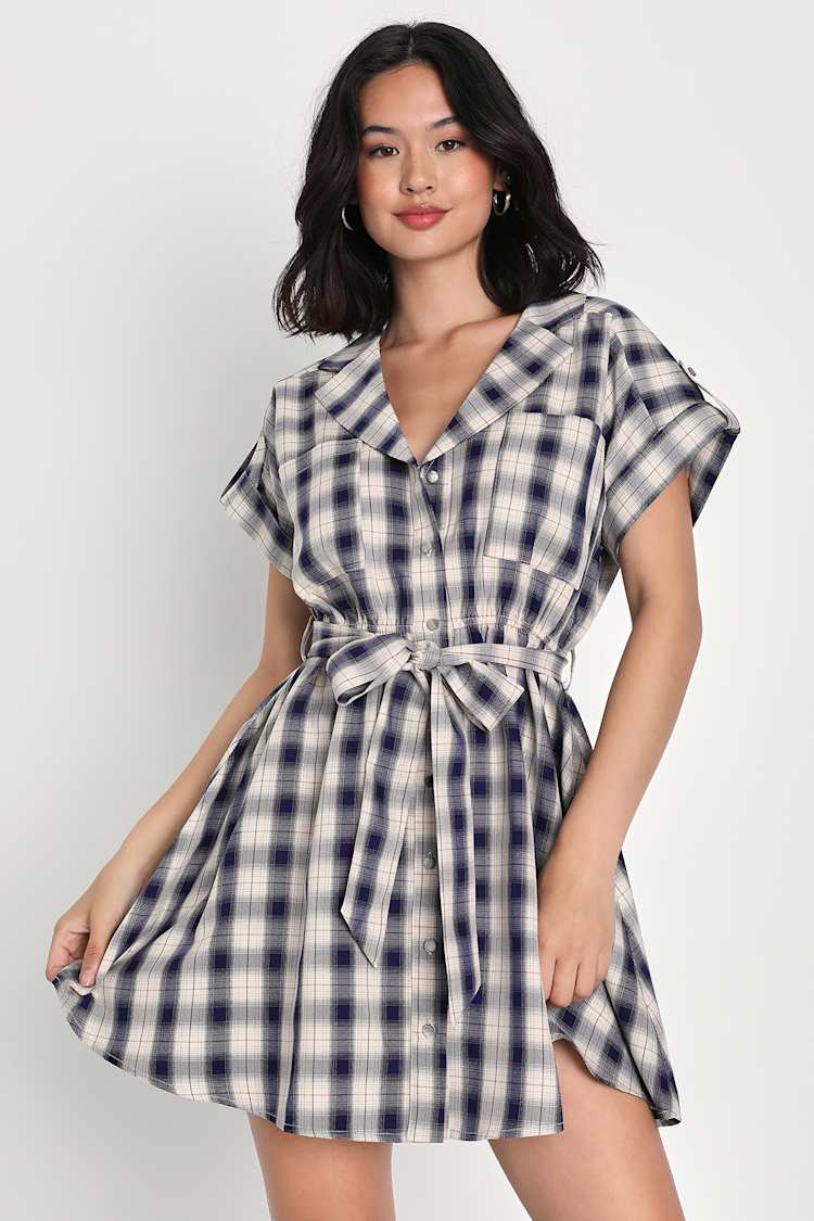 blue and white checkered mini dress Monae Sequin Dress – Retrofete
