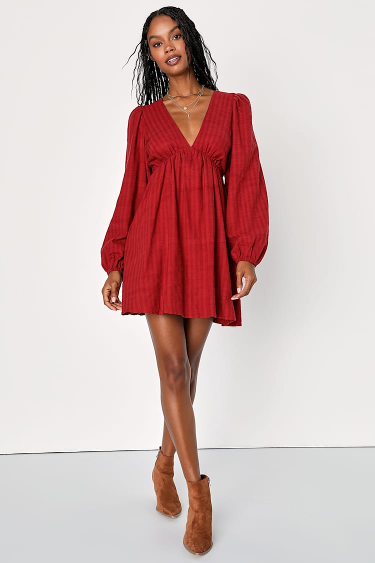 strapless open back dress Casarile Red Floral Print V-Neck Balloon Sleeve Maxi Dress – Club L London main image 0