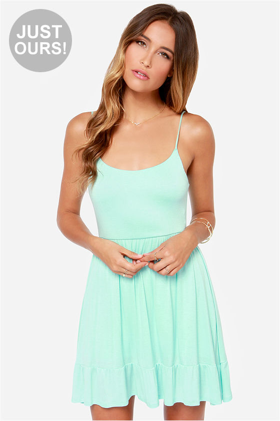 Pretty Mint Blue Dress Empire Waist Sleeveless Dress 33.00 Lulus