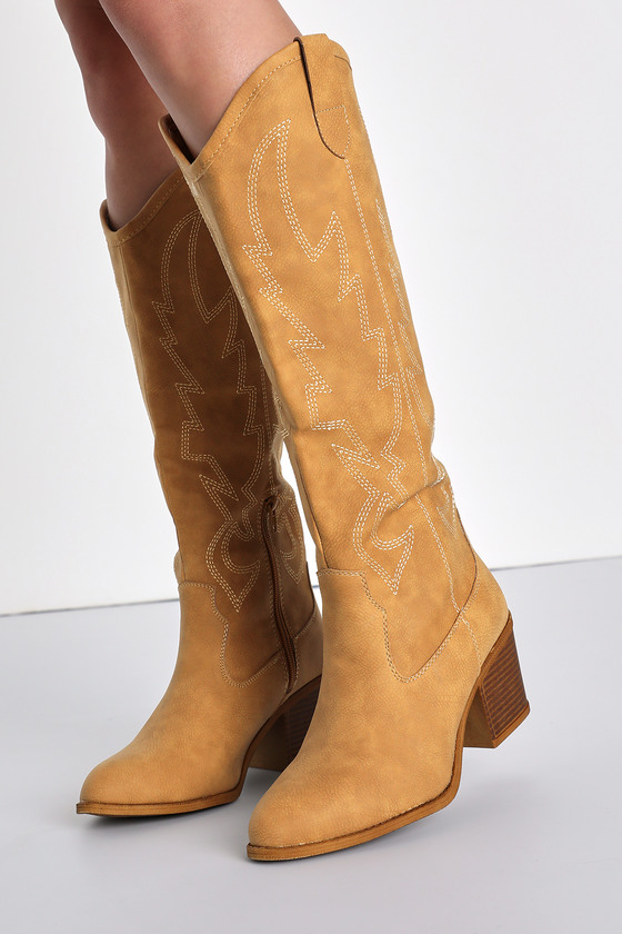 Dirty Laundry Upwind Camel Western Knee High High Heel Boots In Brown