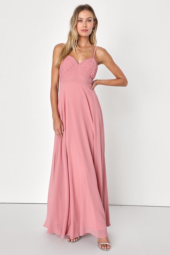 Rose Pink Maxi Dress - Pleated Maxi Dress - Backless Maxi Dress - Lulus