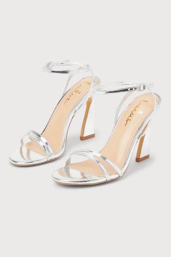 Silver Metallic Heels - Silver High Heels - Ankle Strap Heels - Lulus