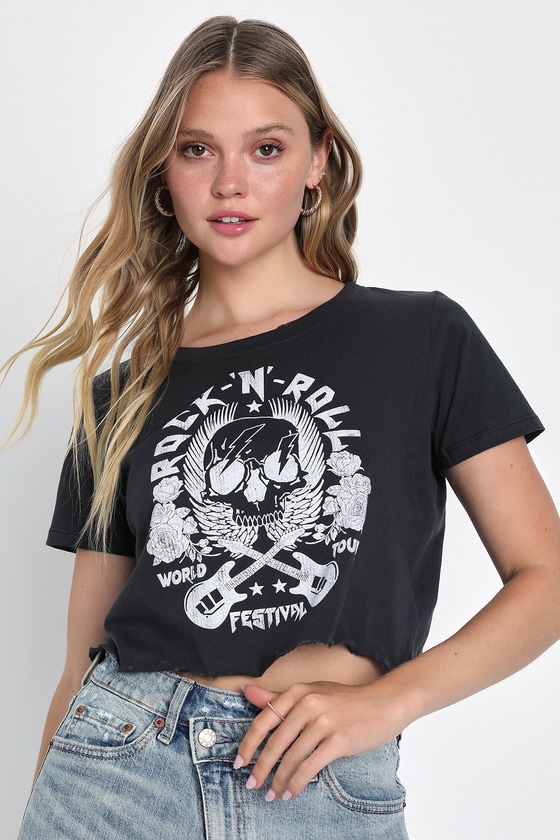 Prince Peter Rock 'N' Roll - Black Graphic Tee - Cropped T-Shirt - Lulus