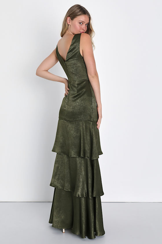 Multi Tie Maxi Dress Olive Green main image 1