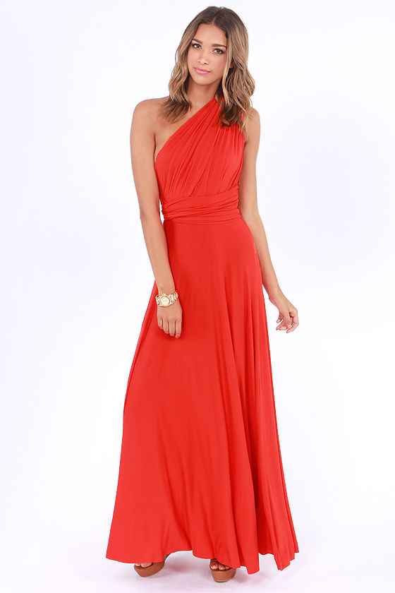 Red Orange Bridesmaid Dress - Convertible Dress - Infinity Dress - Lulus