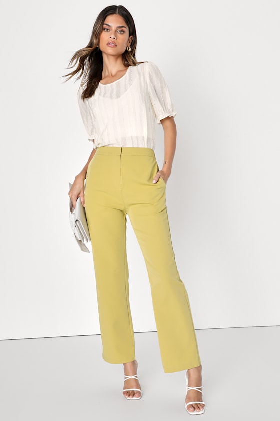 Green Low- cut  and straight cut pants 41304 main image 0