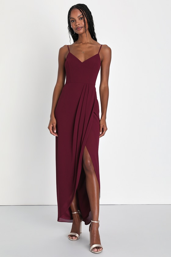 Tulip Maxi Dress - Burgundy Bridesmaid Dress - Sleeveless Maxi - Lulus