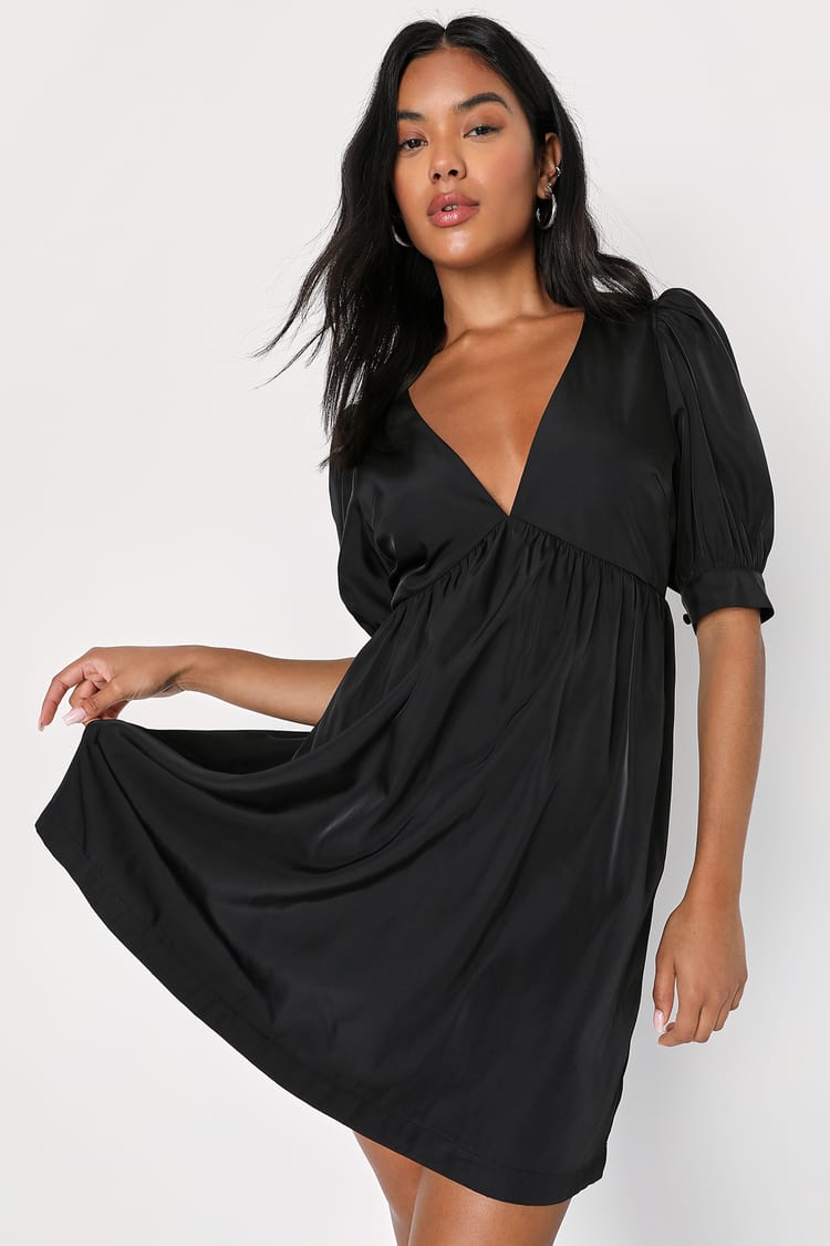 Black Babydoll Dress - Dress With Pockets - Cute Mini Dress - Lulus