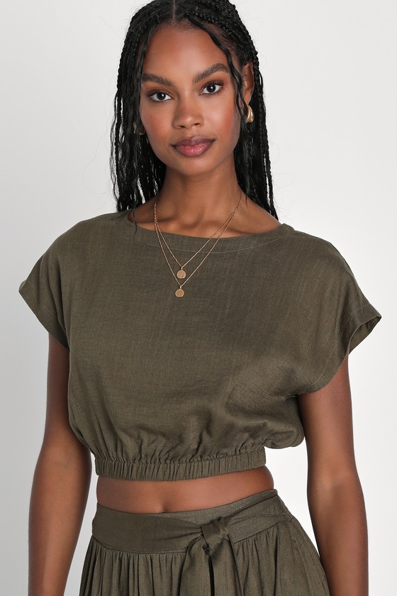 Green Two-Piece Dress - Linen Midi Dress - Short Sleeve Dress - Lulus