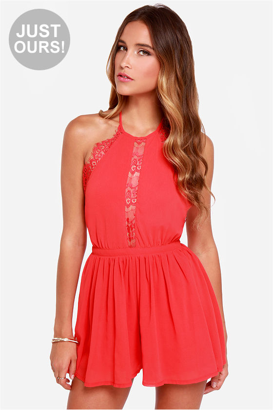red romper pants
