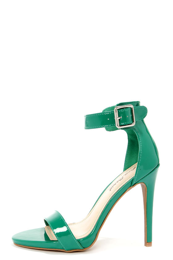 Anne Michelle Perton 17 Emerald Green Patent Single Strap Heels