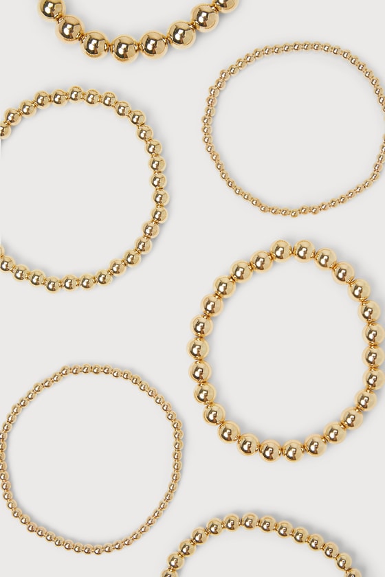 LULUS AESTHETIC INTENTIONS GOLD BEADED BRACELET SET