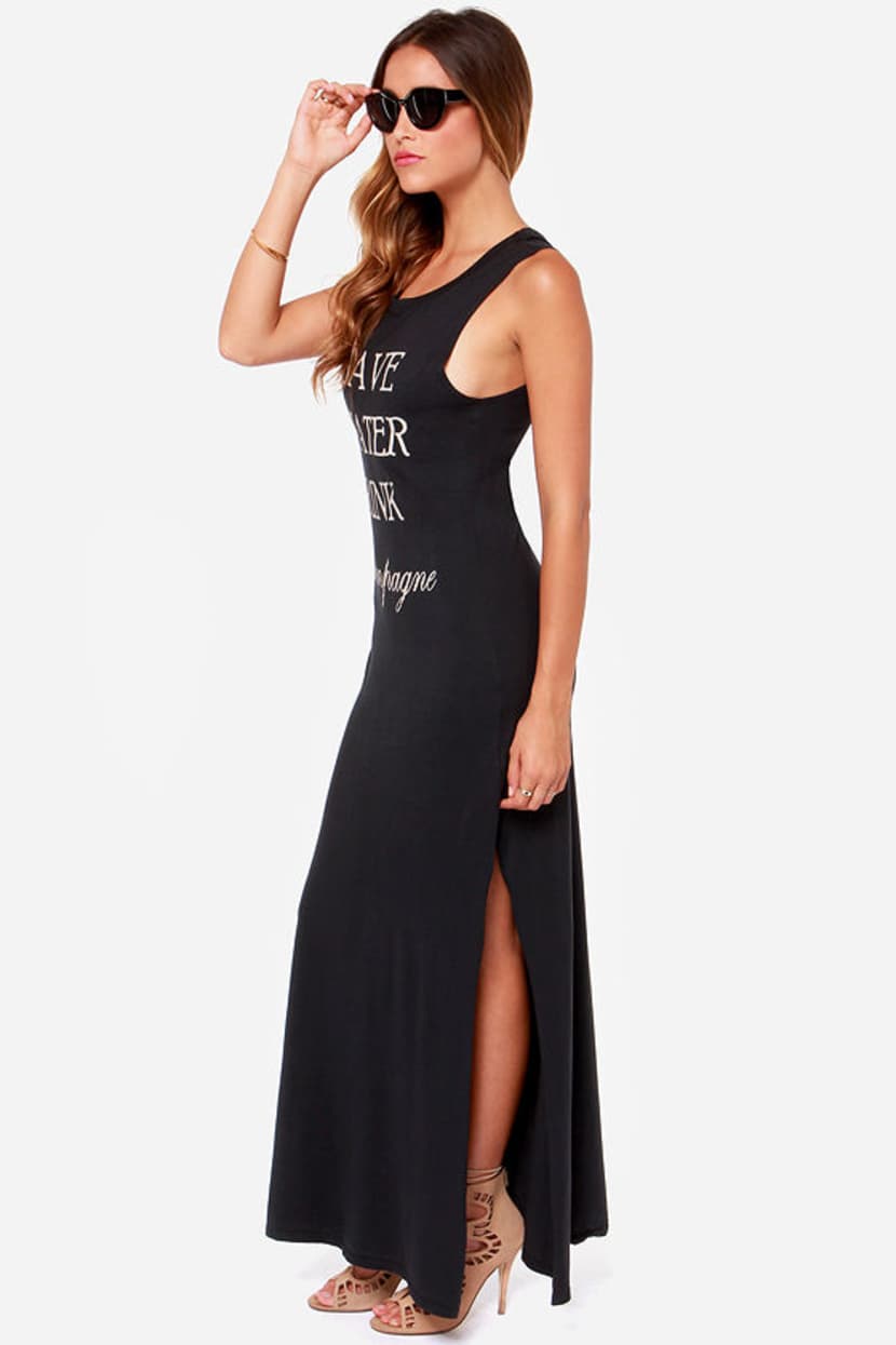 save water drink champagne dress Brokedown Save Water Drink Champagne Dress - Black Dress - Maxi Dress -  $111.00
