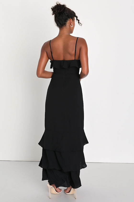 Black Tiered Maxi Dress - Black maxi Dress - Sleeveless Dress - Image 4
