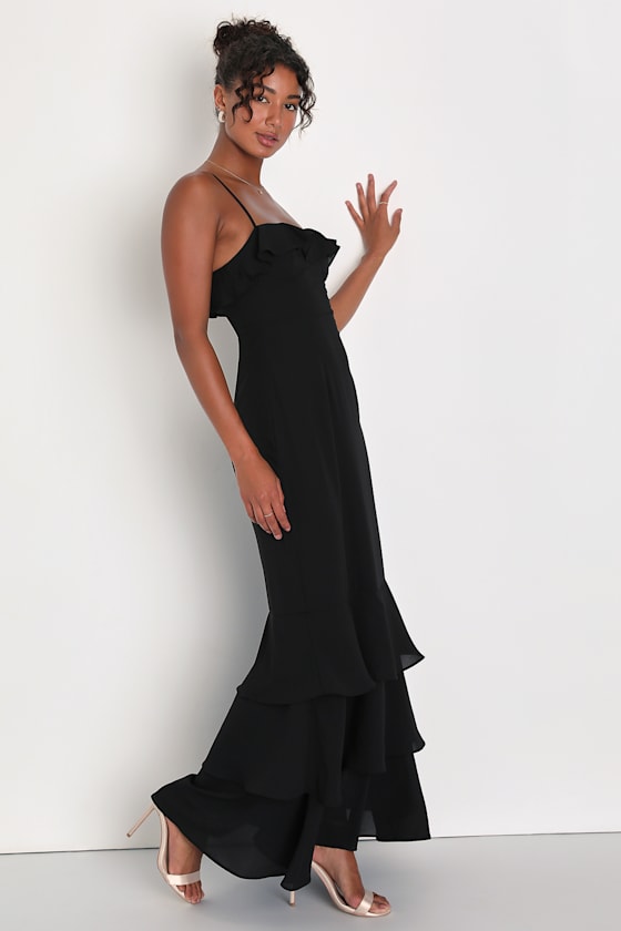 Black Tiered Maxi Dress - Black maxi Dress - Sleeveless Dress - Image 3