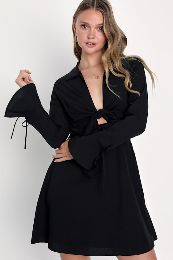 black tie sleeve dress
