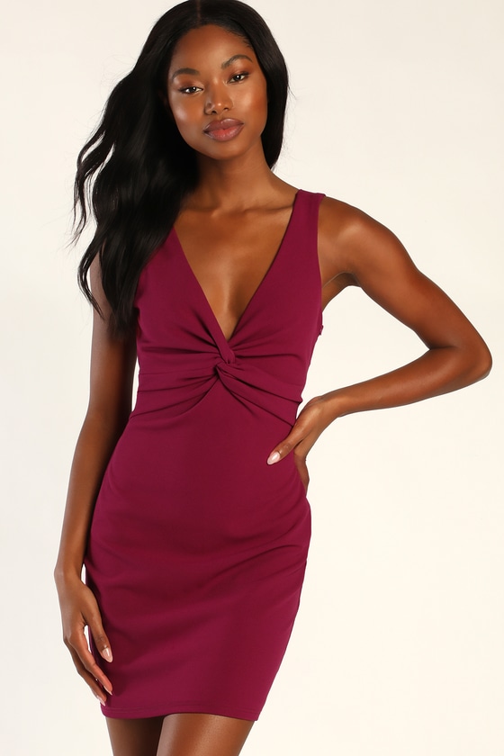 Magenta Dress - Sexy Mini Dress - Trendy Twist Front Dress - Lulus