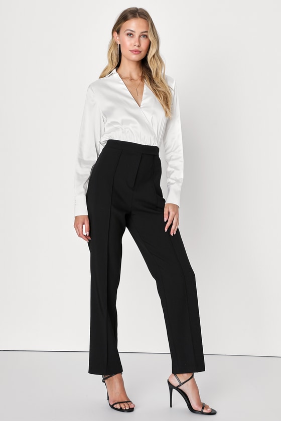 Black and White Collared Jumpsuit - Office Jumpsuit - Jumpsuit - Lulus