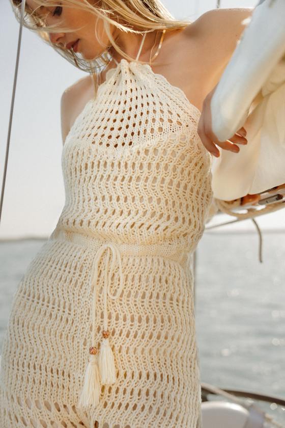 The Sun For Me Cream Crocheted Halter Romper 6