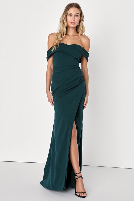 Emerald Green Dress - Mermaid Maxi Dress - Off-the-Shoulder Dress - Lulus