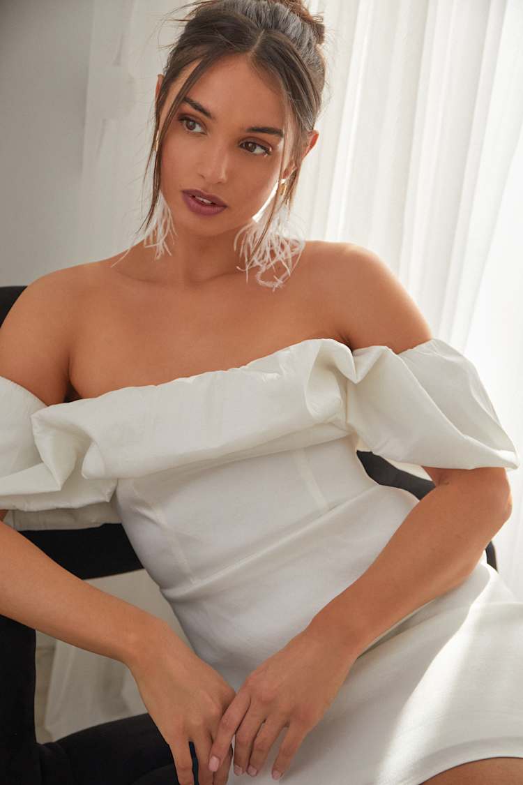 satin off the shoulder long sleeve dress Elegant Off Shoulder Satin A-line Wedding Dress Black