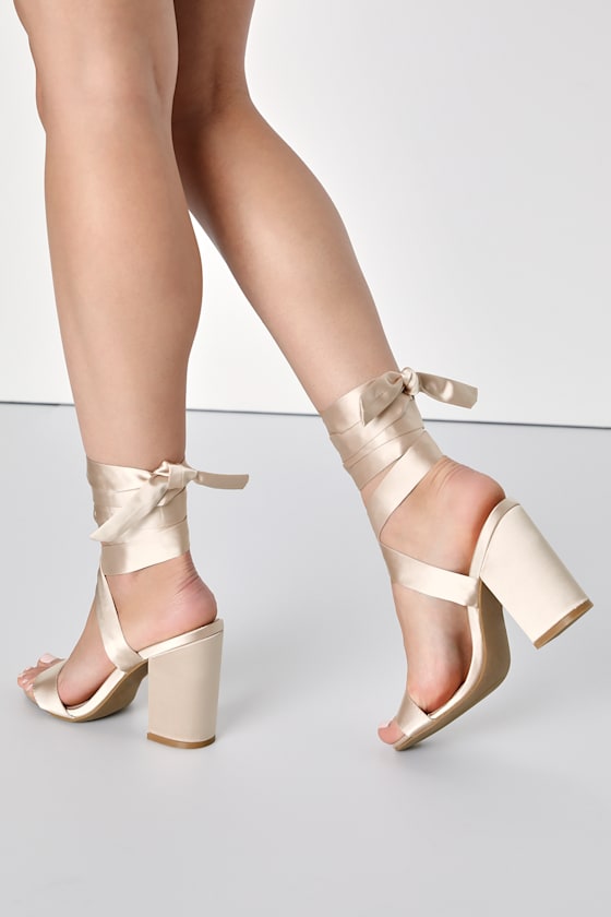 champagne lace up heels