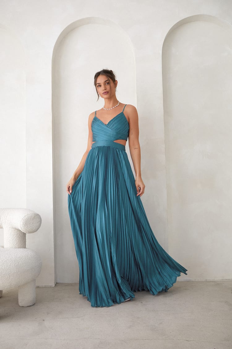 Teal Maxi Dress - Pleated Maxi Dress - Cutout Dress - Lulus