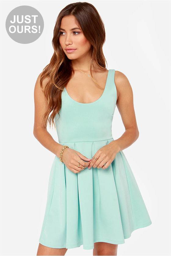 Cute Mint Blue Dress - Skater Dress - $43.00 - Lulus