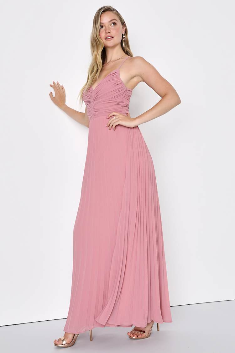 Dusty Rose Dress - Pleated Bridesmaid Dress - Backless Dress - Lulus
