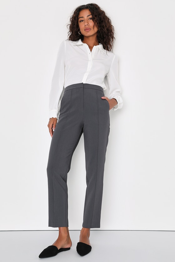 Buy Women Grey Textured Formal Regular Fit Trousers Online - 747268 | Van  Heusen