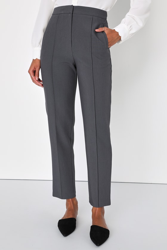 Grey Trousers - Tapered Trousers - Office Chic Trousers - Lulus