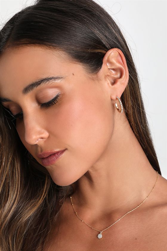 Gold Rhinestone Hoop Earrings - Mini Hoops - Sparkly Hoops - Lulus