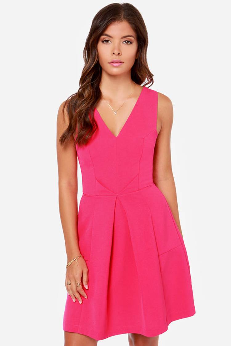 open lace back dress Jolie Moi Valencia Flared Dress, Punch Pink  Jolie Moi Retail