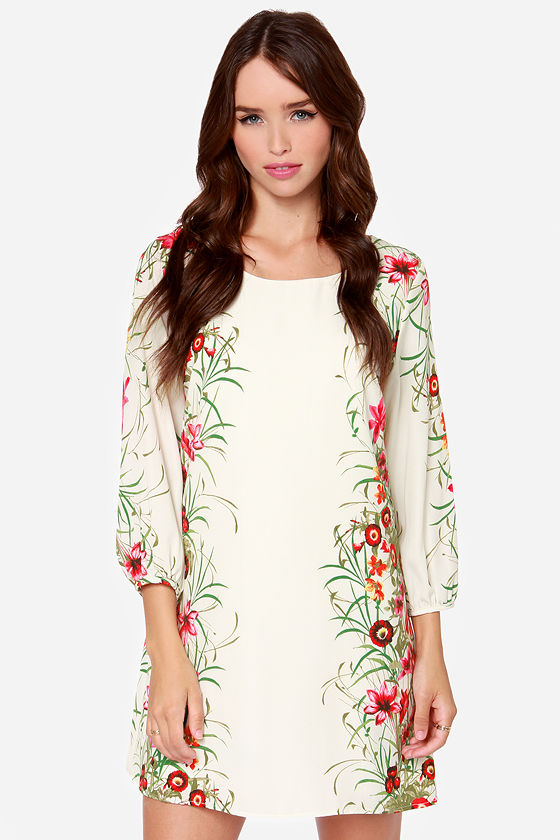 Cream Print Dress