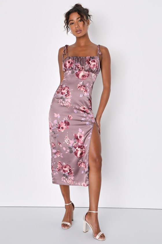 Silk floral midi dress discount