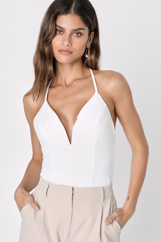 Cropped Cami Top Plunging VNeckline Cami White Cami Top Lulus