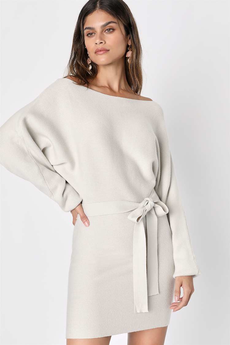 fitted lace wedding dress Women's Dolman Sleeve Sweater Dress