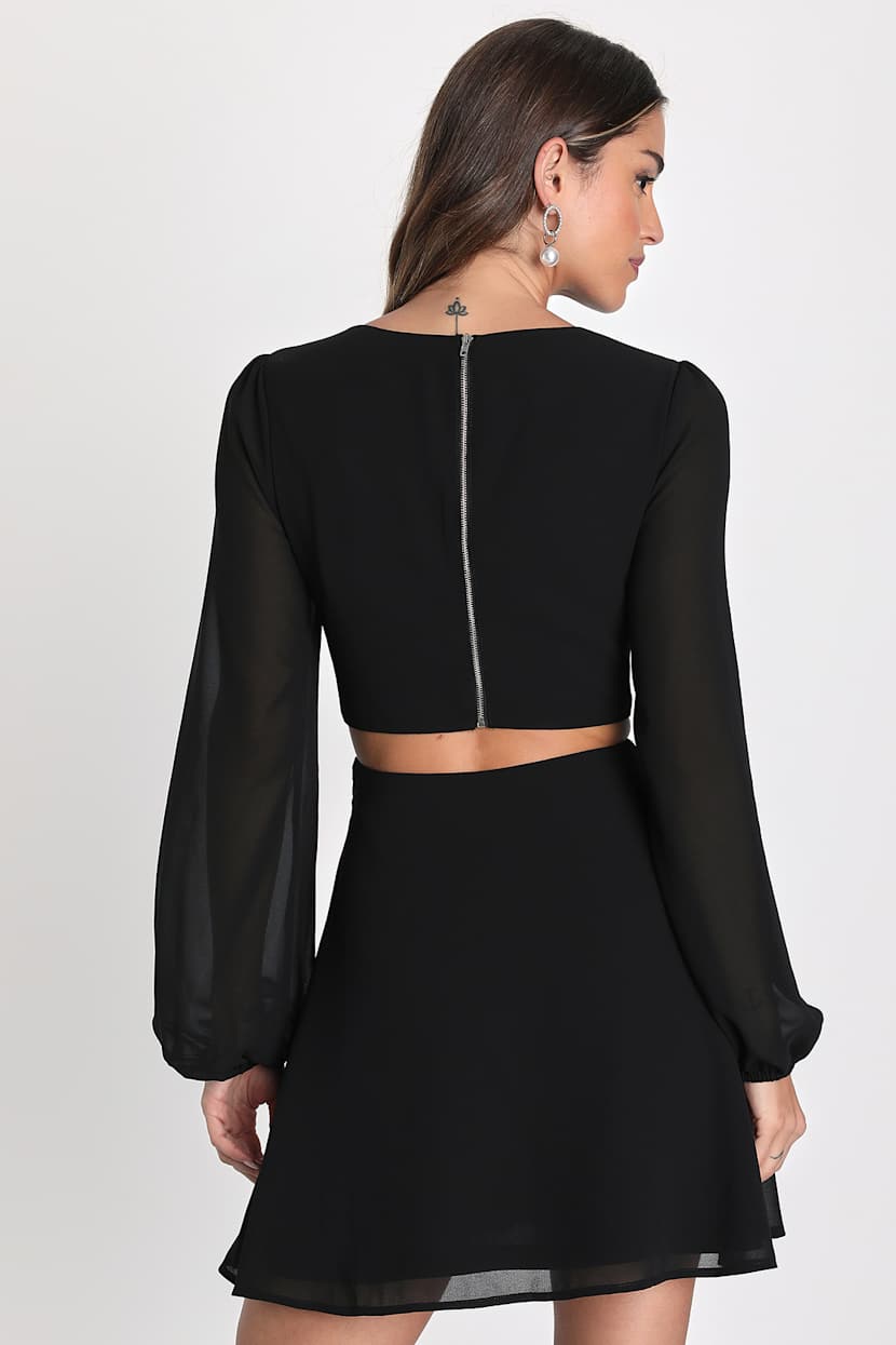 black classic garden long sleeve mini dress Simply Amazing Long Bell Sleeve Mini Dress main image 0